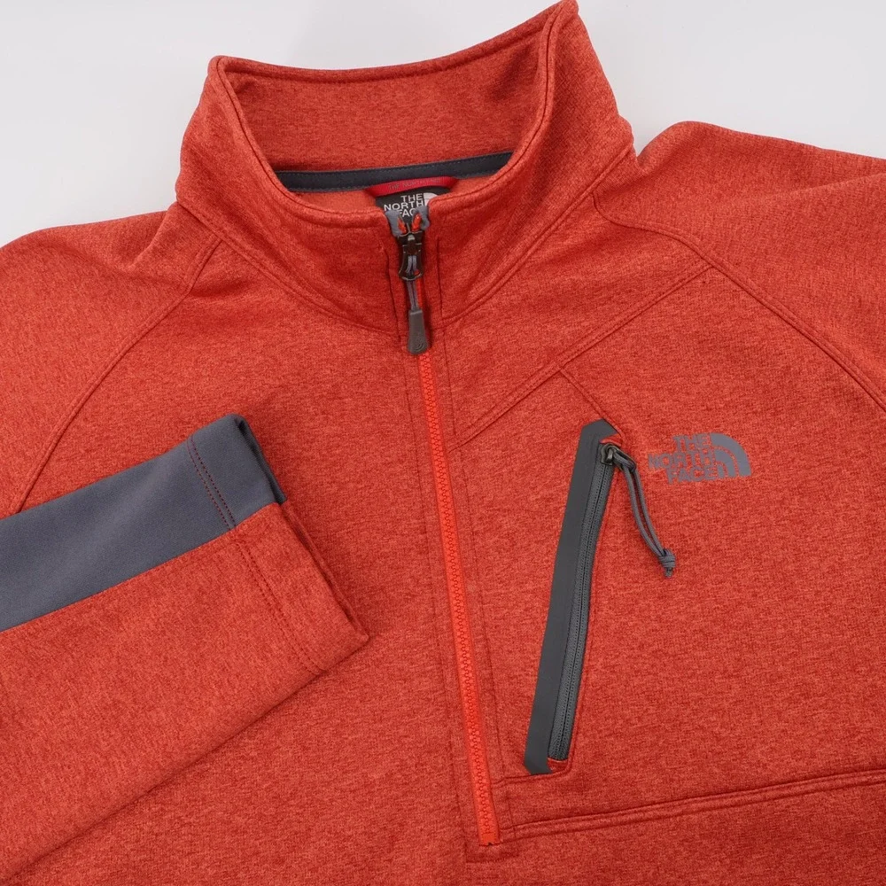 The North Face Canyonlands 1/4 Zip Fleece Shirt Orange Long Sleeve Mens L